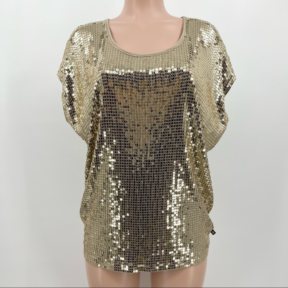 MICHAEL Michael Kors Gold Sequined Oversized Knit Top